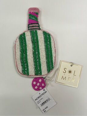 NWT Sol and Mer Hand-Beaded Pickleball Paddle Coin Purse